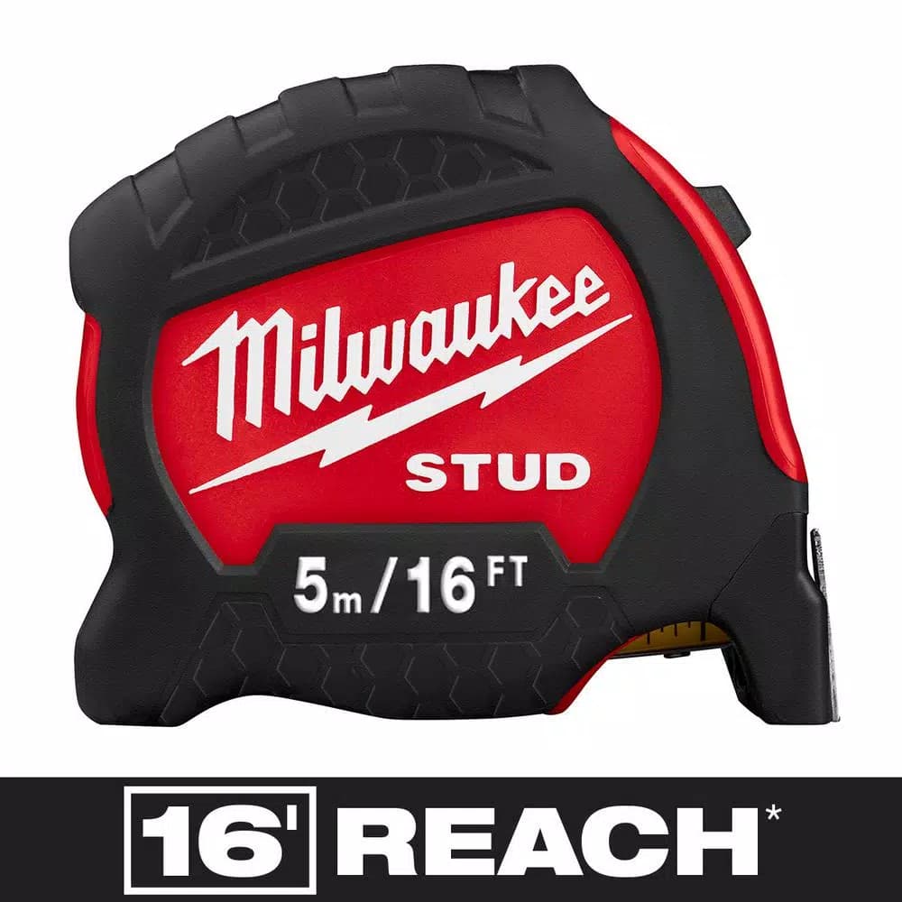 Milwaukee Gen II STUD Tape Measure, 16 ft. Reach, 1.3 in. Wide, EXO360 Blade Technology