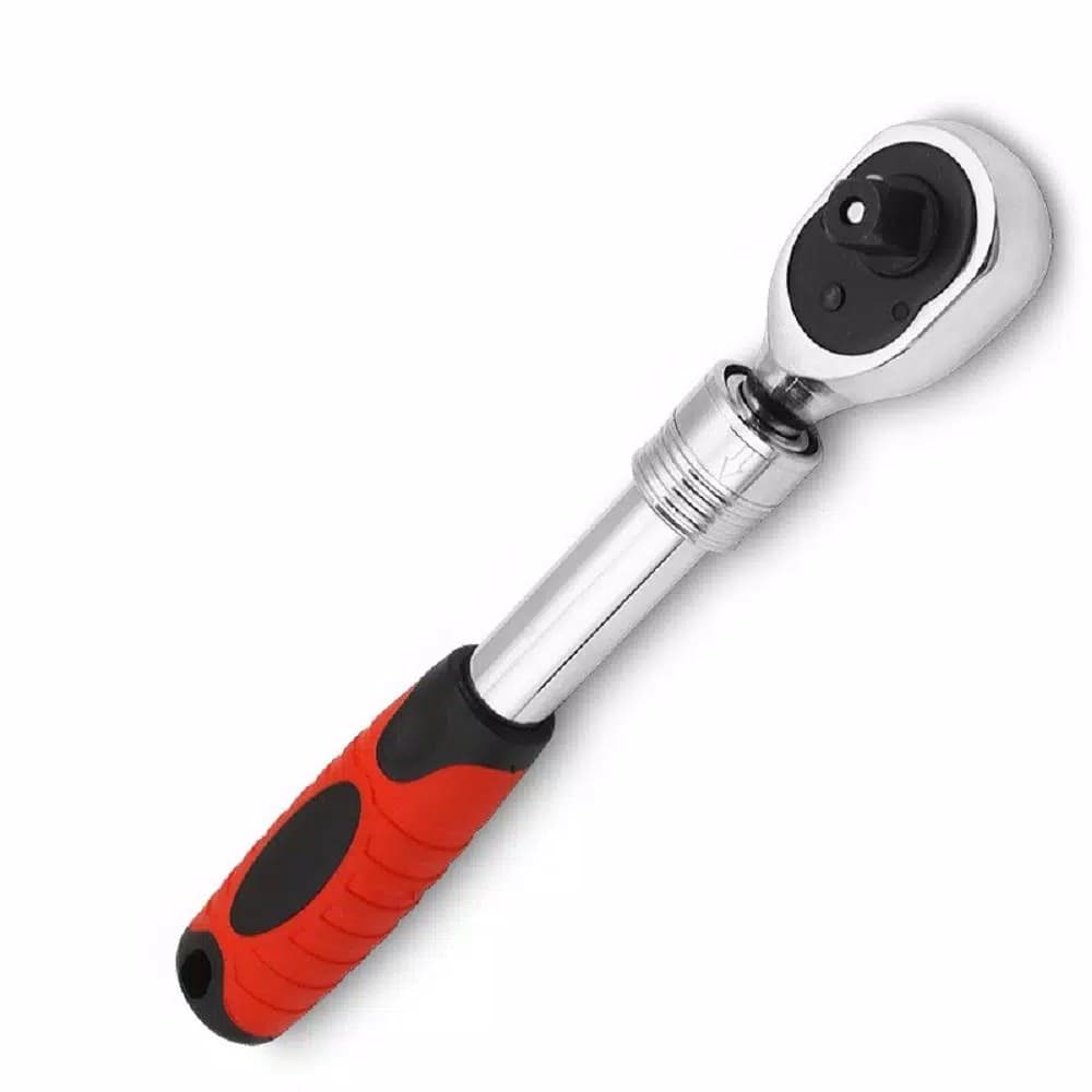 Stark 3/8 in. Flex-Head Extendable Ratchet with Soft Grip Handle, 72-Tooth Chrome Vanadium Steel