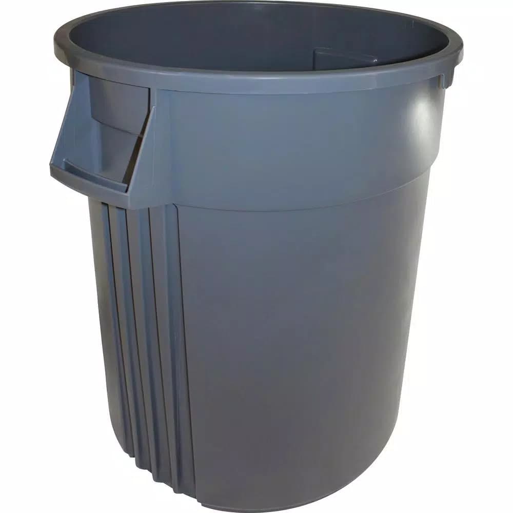 Genuine Joe 32 Gal. Grey Heavy-Duty Round Plastic Trash Can