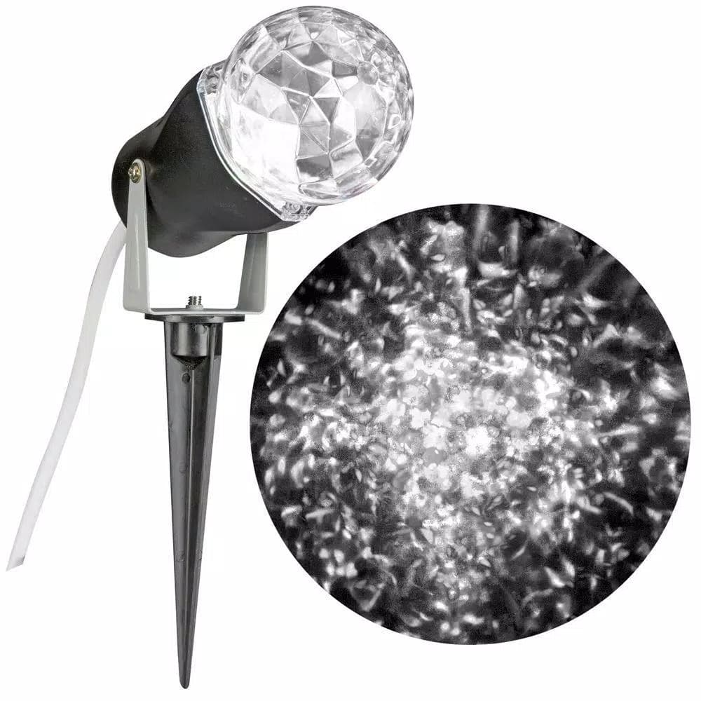 LightShow White Light Swirling LED Projection Spotlight with Ground Stake