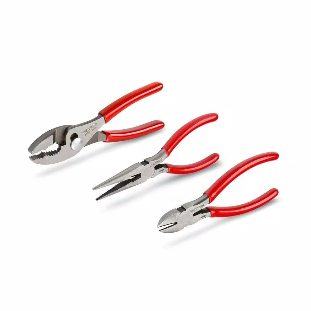 TEKTON 3-Piece Plier Set: Slip Joint, Long Nose, and Diagonal Cutting Pliers