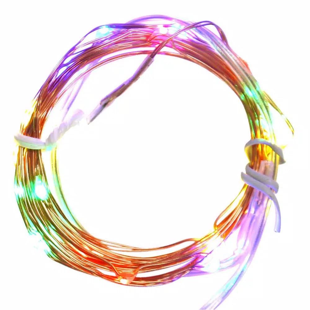 Northlight 20-Light Multi-Color LED Copper Wire Fairy Lights, Battery Operated, 76 in.