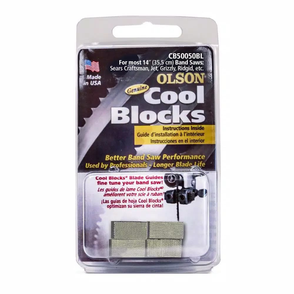Olson Saw Cool Block Band Saw Blade Guide Blocks, 1/2 in. x 1/2 in. x 3/4 in., Pack of 4