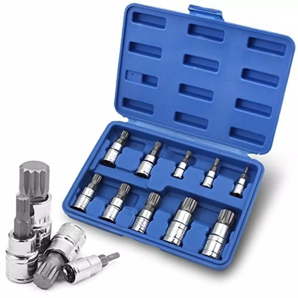 Stark XZN Triple Square Bit Socket Set, 10-Piece Metric Spline Socket Set
