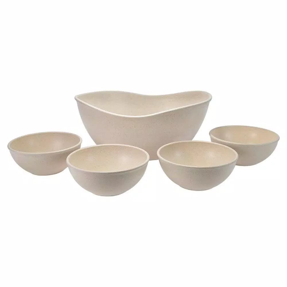 Unbranded EVO Sustainable Goods White Wood-Plastic Composite Serving Bowl Set, 5-Piece