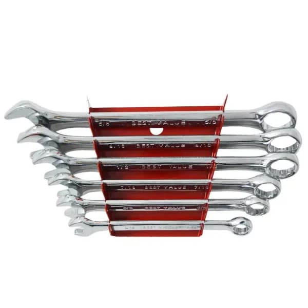Best Value 6-Piece SAE Combination Wrench Set with Metal Storage Rack