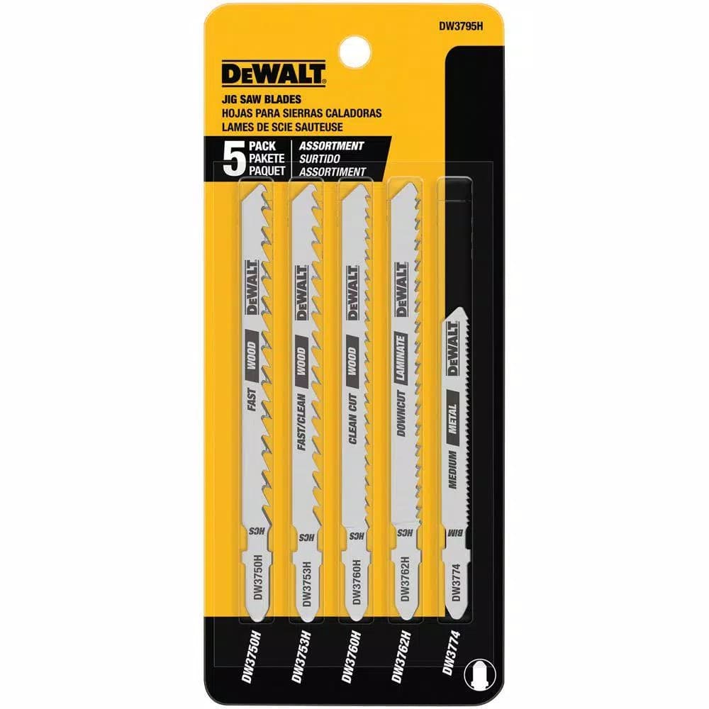 DEWALT 5-Piece T-Shank Jigsaw Blade Set, Bi-Metal Wood Cutting Blades