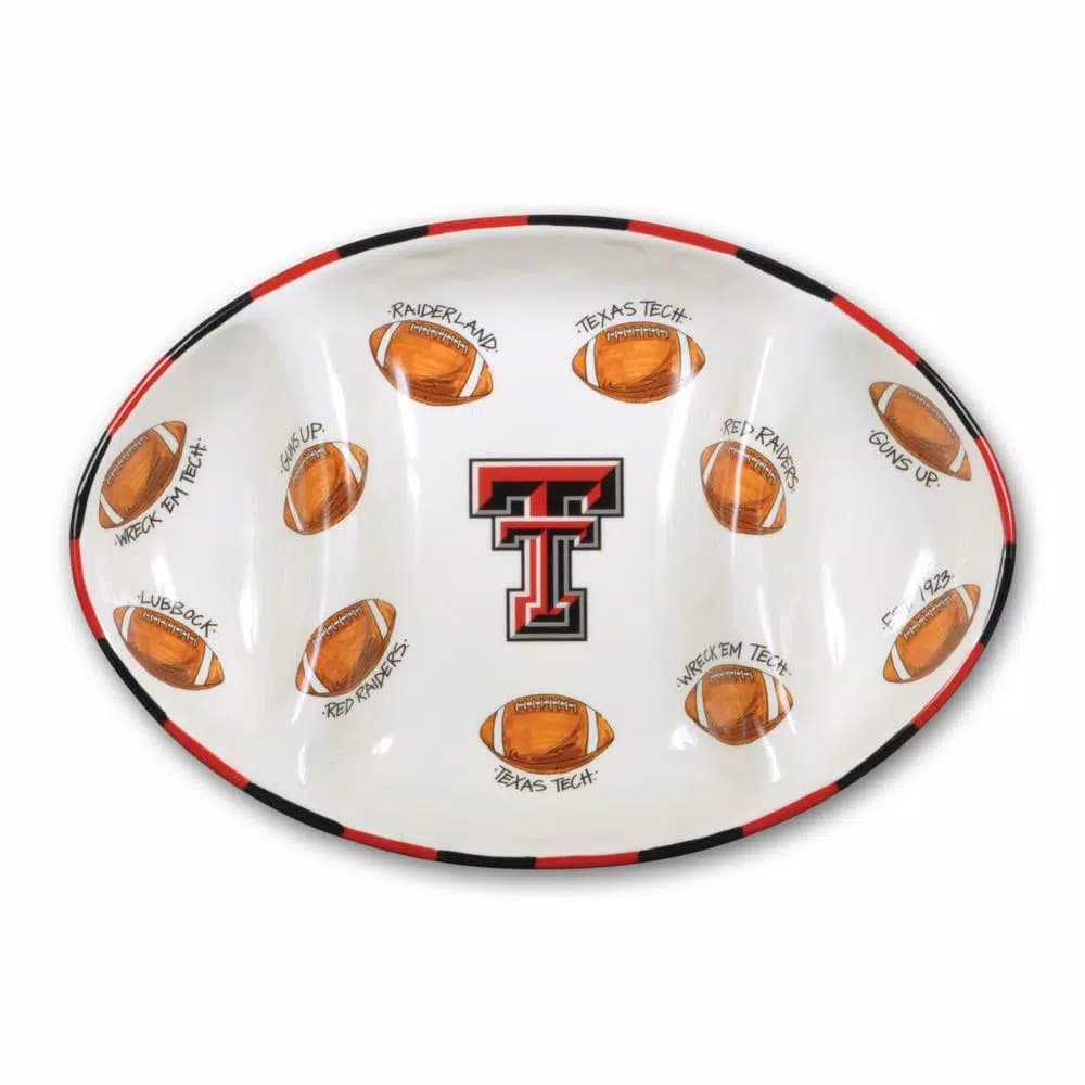 Magnolia Lane Texas Tech NCAA Officially Licensed Ceramic Football Tailgating Serving Platter