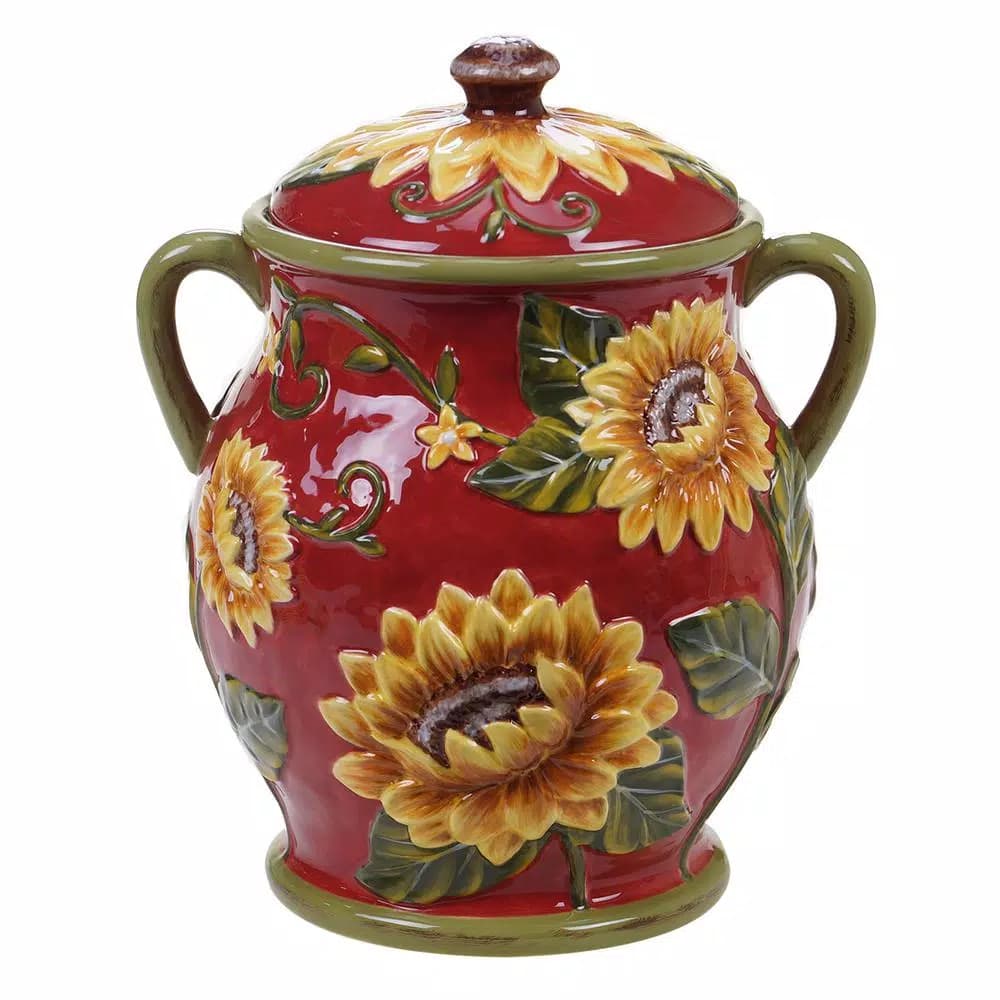 Certified International Sunset Sunflower Ceramic Biscuit Jar, 116 oz