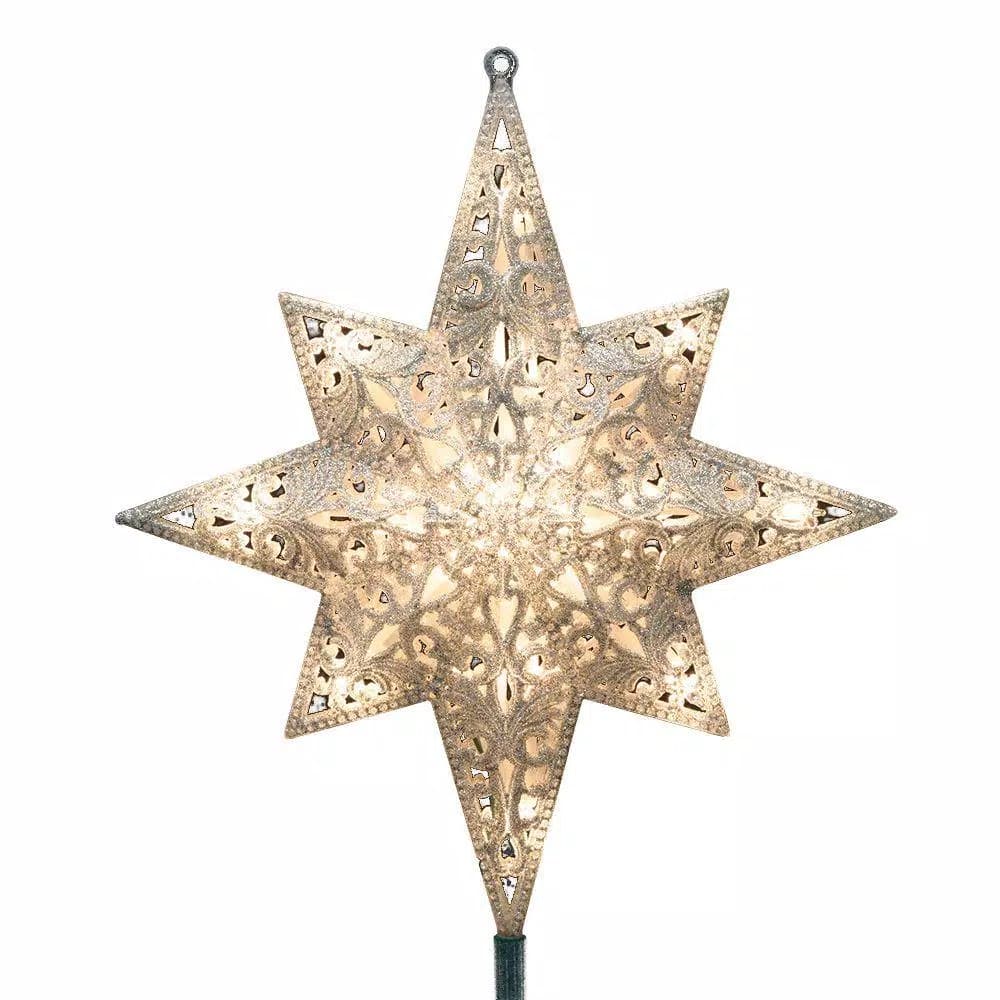 GE Holiday Classics 11 in. 16-Light Silver Glittered Bethlehem Star Tree Topper