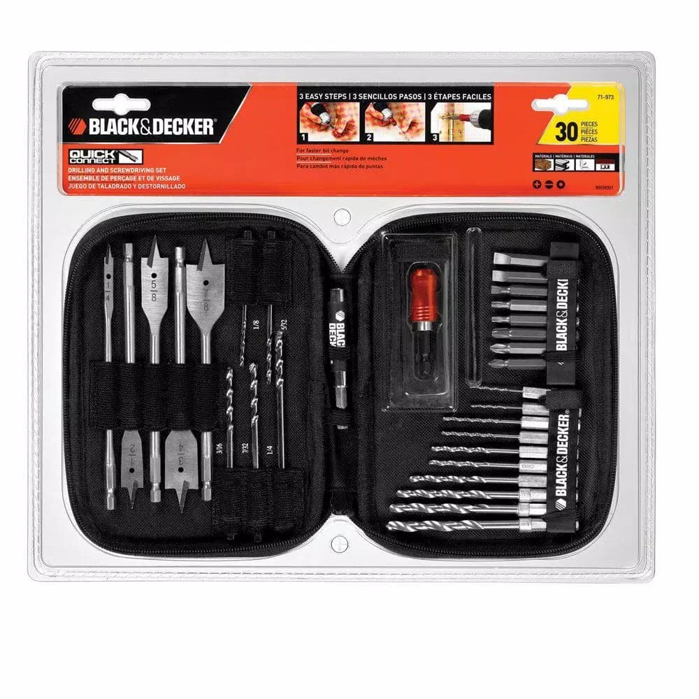 BLACK+DECKER 71-973 30-Piece Quick Connect Drill and Screwdriver Bit Set