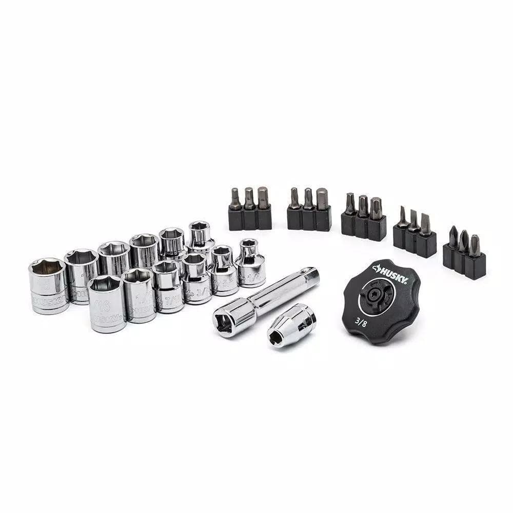 Husky 3/8 in. Drive Palm Ratchet and Socket Set, 30-Piece