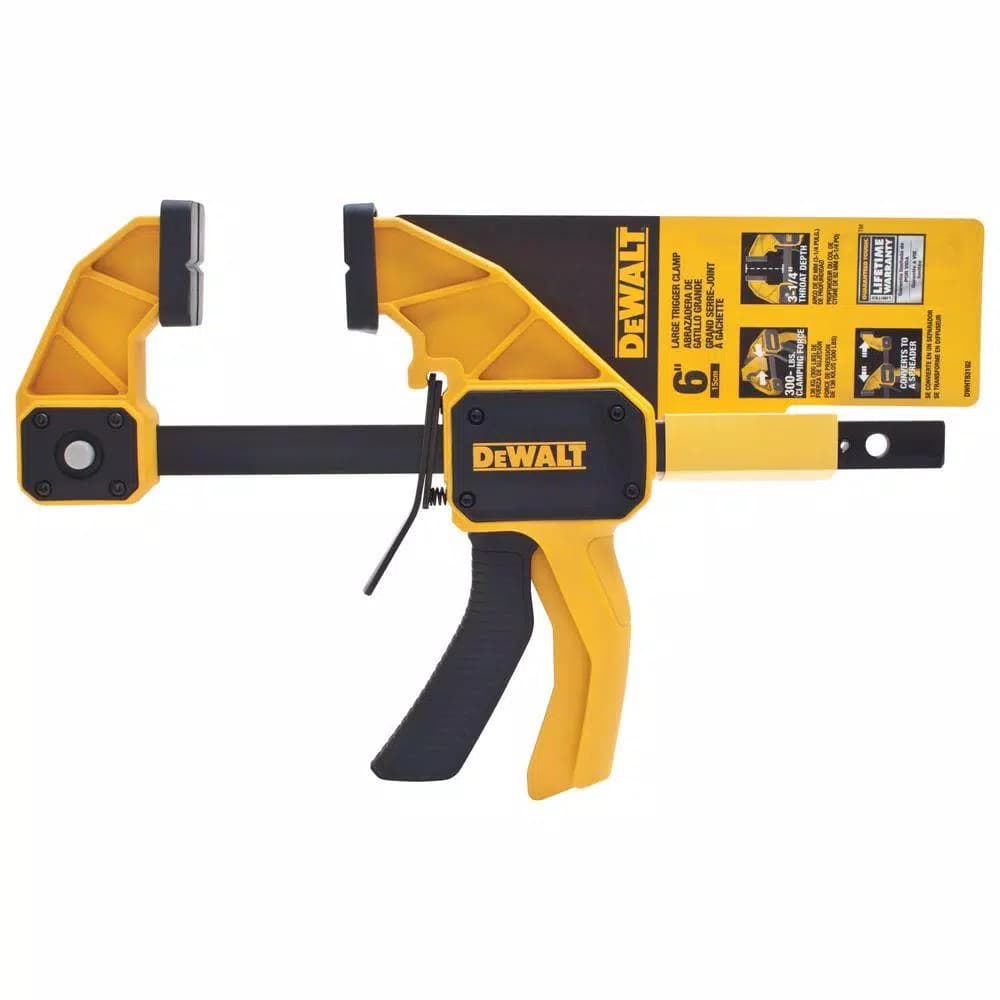 DEWALT 6 in. Trigger Clamp with 300 lbs. Clamping Strength and 3.25 in. Throat Depth