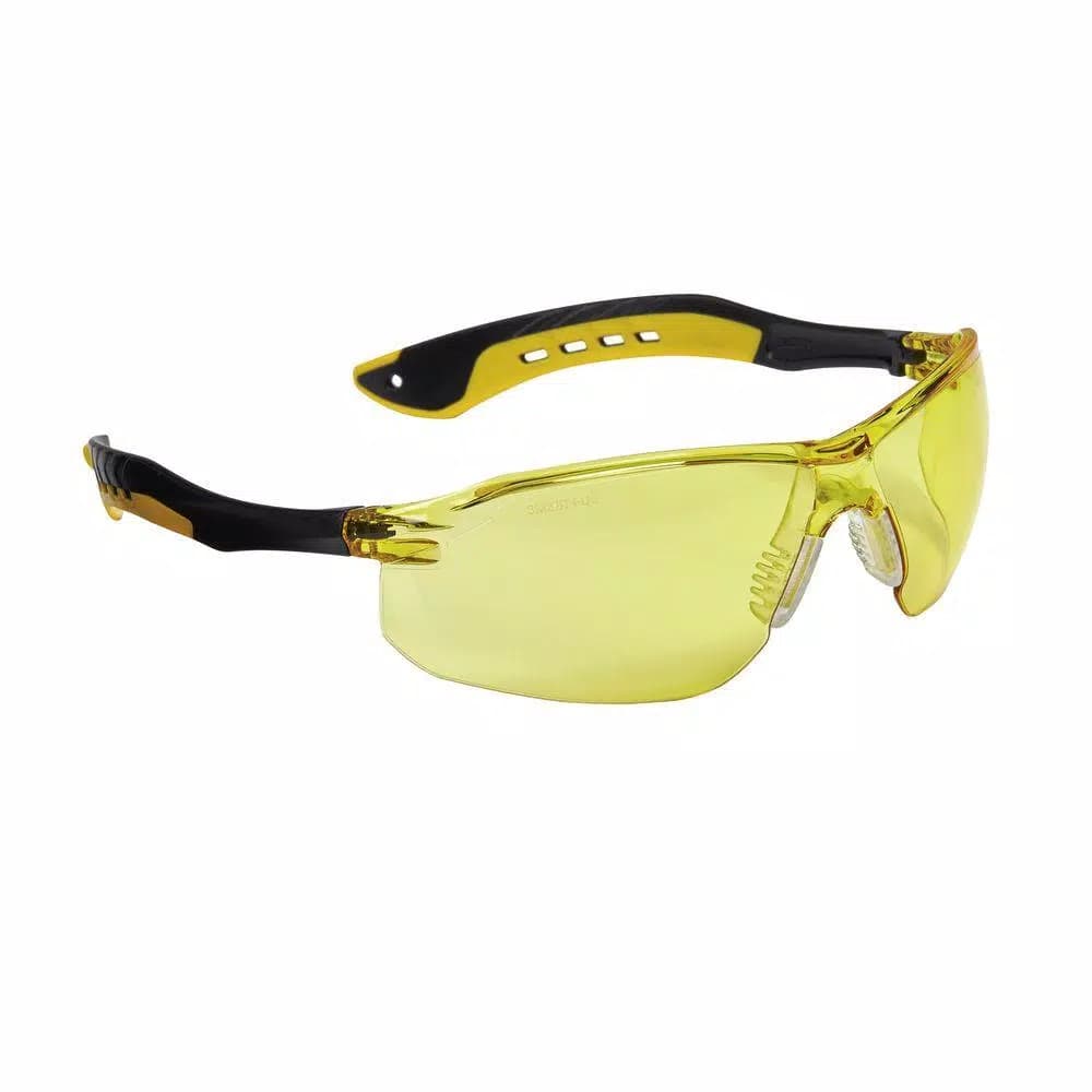 3M Flat Temple Safety Glasses with Amber Lenses, High-Impact Protection