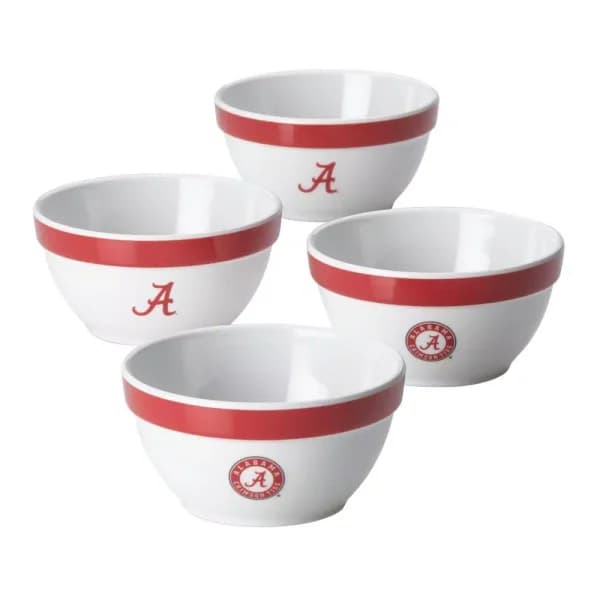 College Kitchen Collection Alabama Crimson Tide 4-Piece Party Bowl Set, Crimson Red