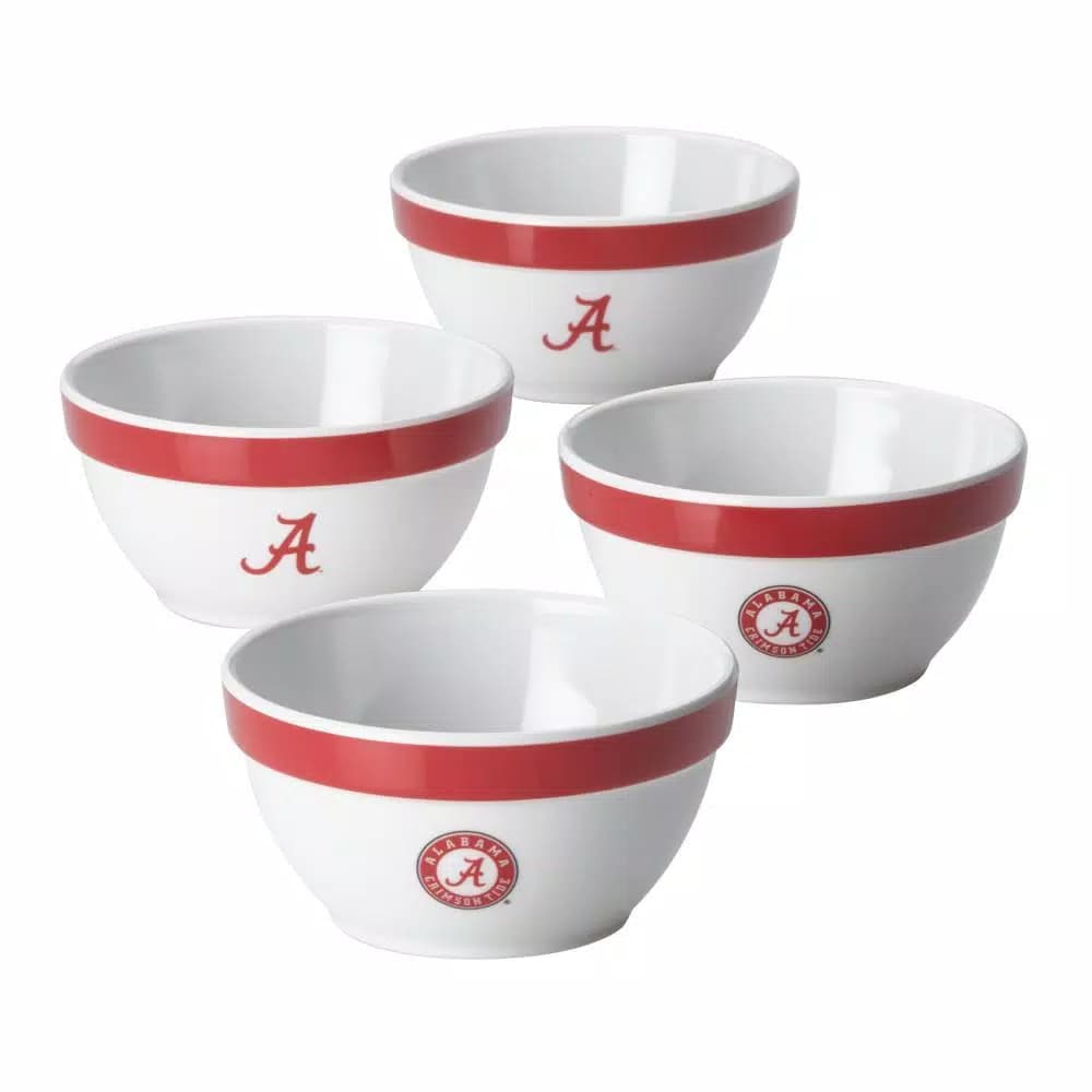 College Kitchen Collection Alabama Crimson Tide 4-Piece Party Bowl Set, Crimson Red