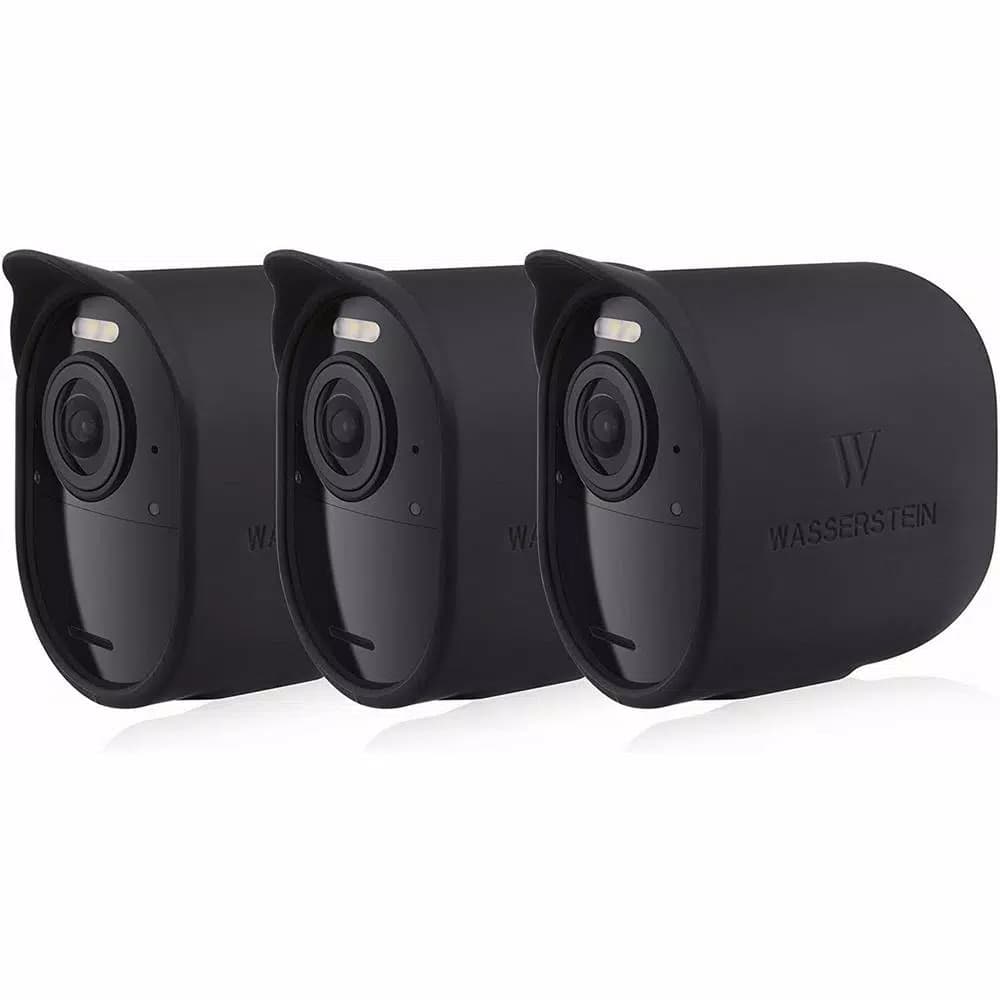 Wasserstein Protective Silicone Sunroof Skins for Arlo Ultra, Ultra 2, Pro 3 & Pro 4 (3-Pack, Black)
