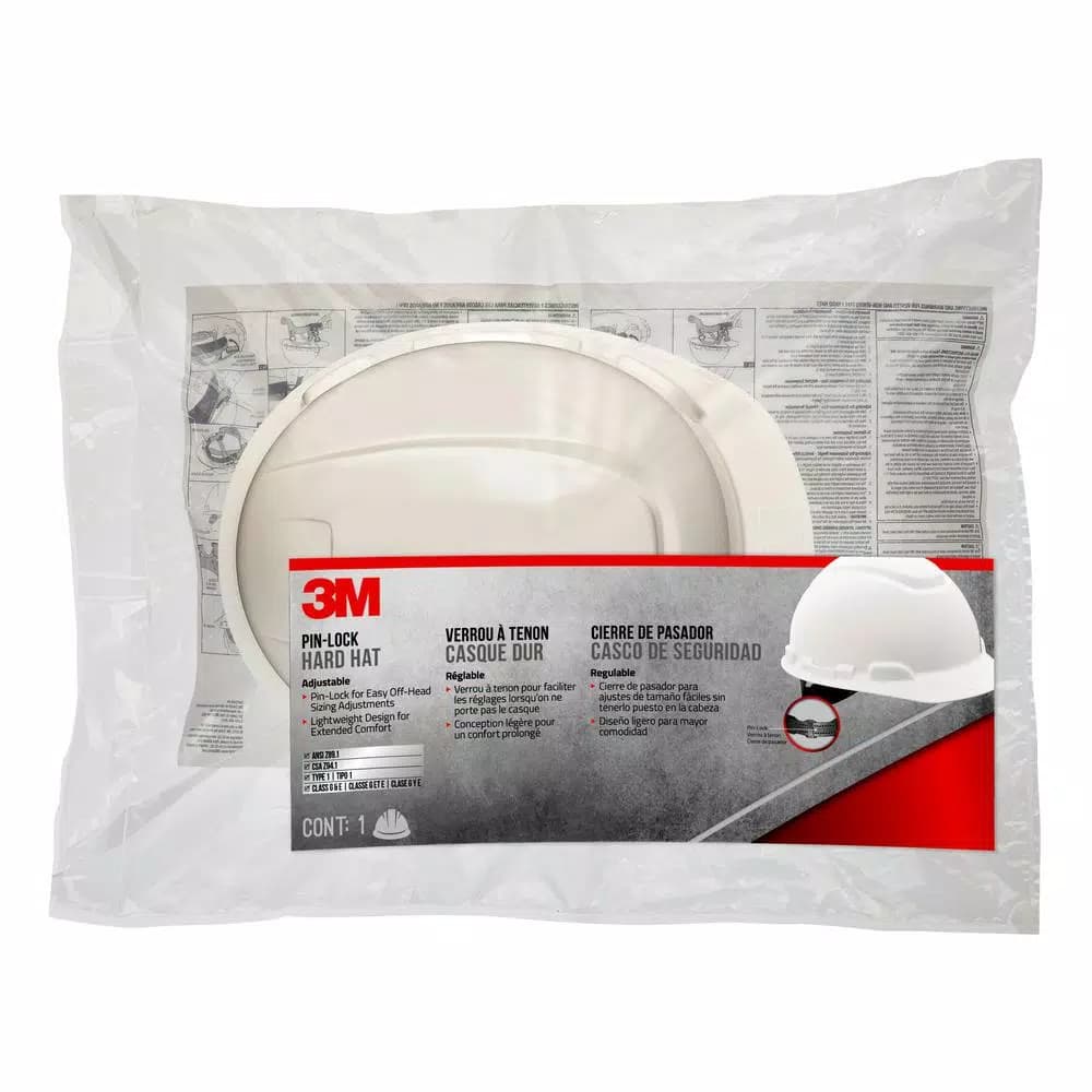 3M White Non-Vented Hard Hat with Pinlock Adjustment, Type 1 Class G/E
