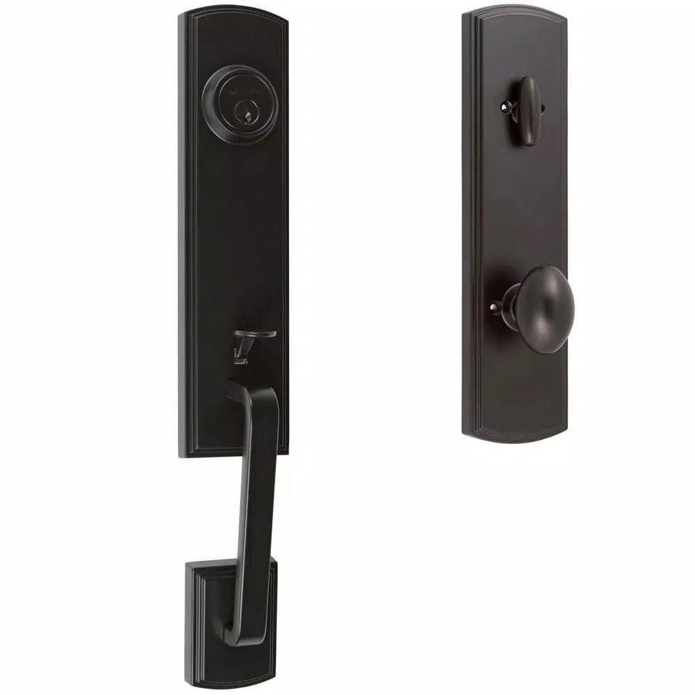 Delaney Italian Collection Briona Black Dummy Door Handleset with Canova Interior Right-Hand