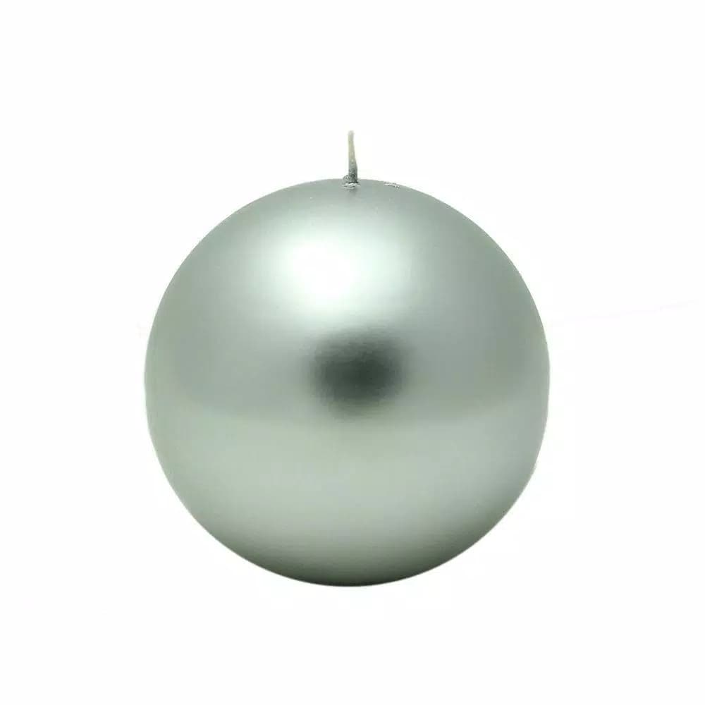 Zest Candle Biedermann and Sons 4 in. Metallic Silver Ball Candles, 2-Box Set