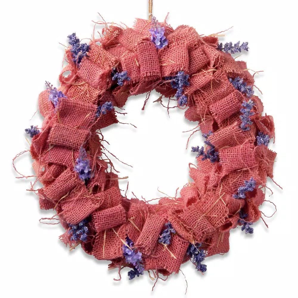 National Tree Company 16 in. Lavender Burlap Easter Wreath with Spring Flowers