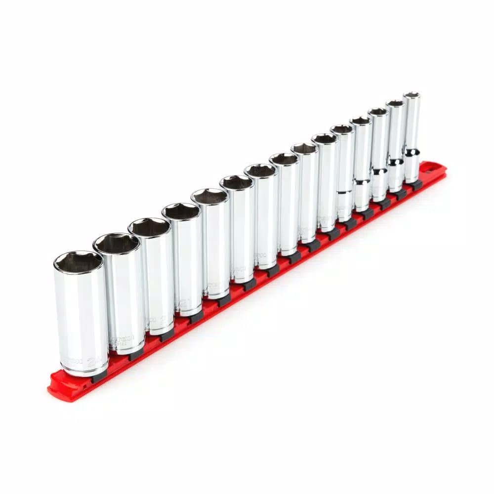 TEKTON 1/2 in. Drive Deep 6-Point Metric Socket Set, 15-Piece