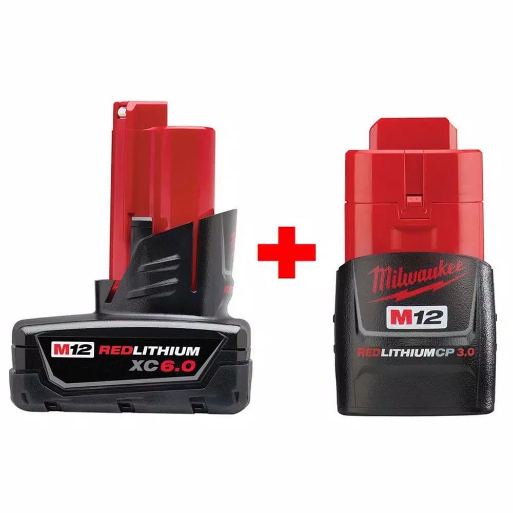 Milwaukee M12 REDLITHIUM XC 12V Lithium-Ion Battery Combo Pack with 6.0 Ah and 3.0 Ah Batteries