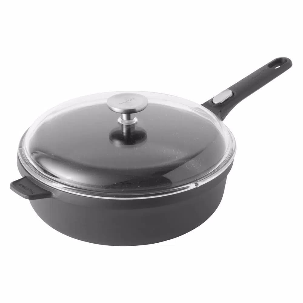 BergHOFF GEM 4.6 qt. Cast Aluminum Nonstick Saute Pan with Glass Lid, Black