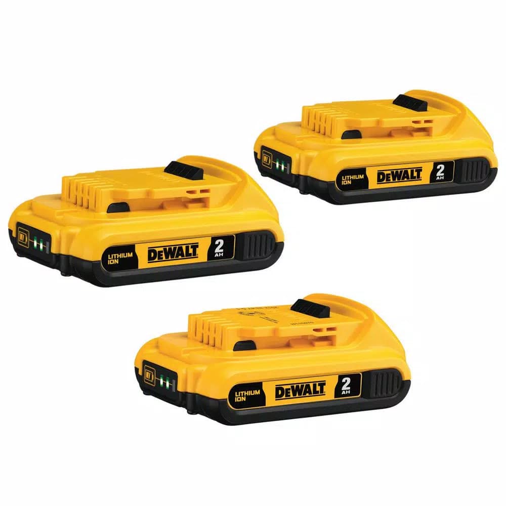 DEWALT 20V MAX Compact Lithium-Ion 2.0Ah Battery Pack, 3-Pack