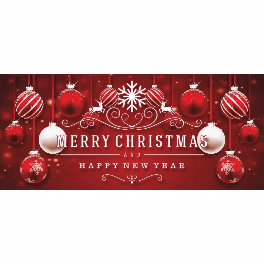 My Door Decor Red Ornaments in Snow Christmas Garage Door Mural, 7 ft. x 16 ft.
