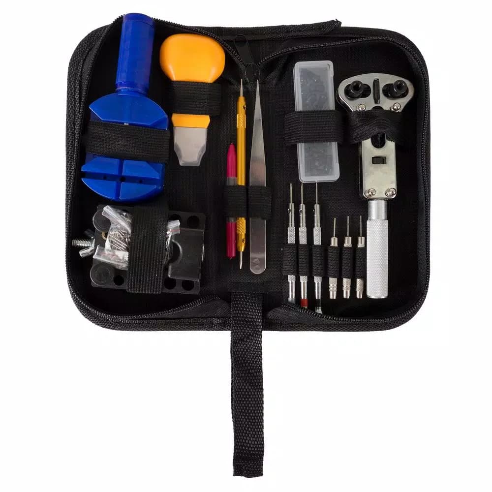 Stalwart 144-Piece Watch Repair Kit with Portable Nylon Zippered Case