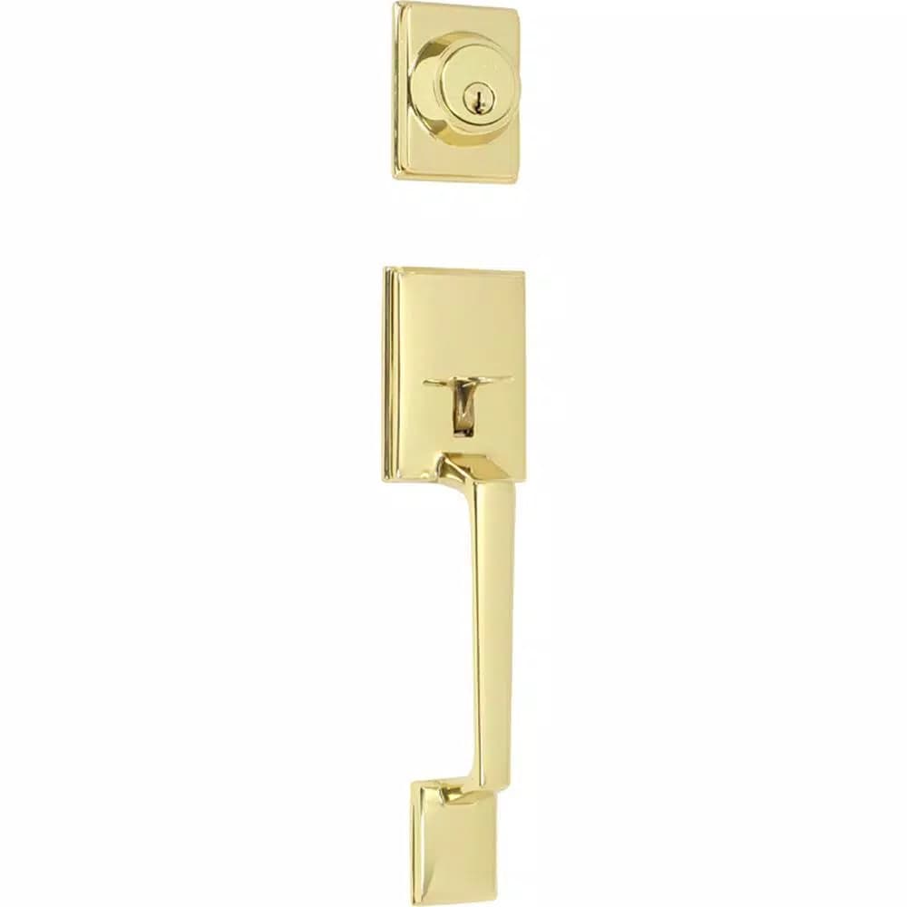Delaney Capri Polished Brass Single Cylinder Entry Door Handleset with Round Knob