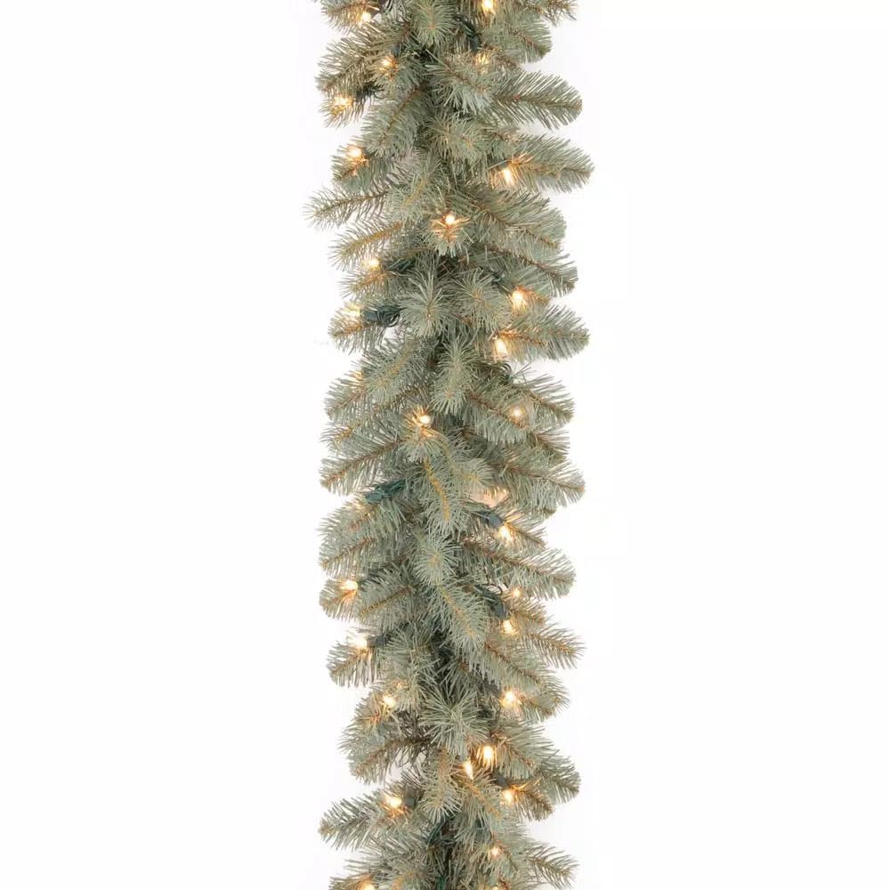 Unbranded 9 ft. Downswept Douglas Blue Artificial Garland with 70 Clear Lights