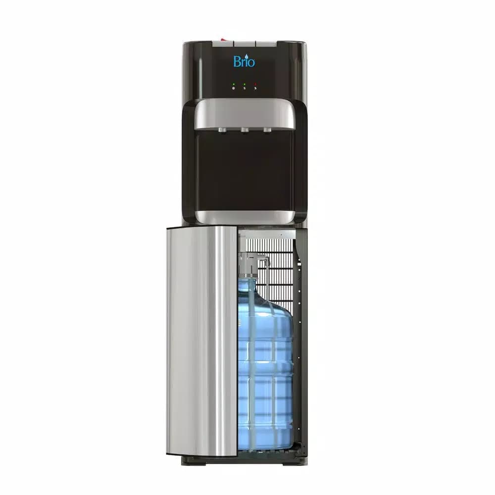 Brio Essential Series Bottom Loading Water Dispenser, Tri-Temp Hot/Cold/Room Temp, Black & Stainless Steel