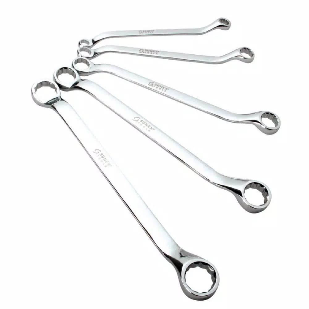 SUNEX TOOLS Metric Double Box Wrench Set, 5-Piece with Storage Pouch