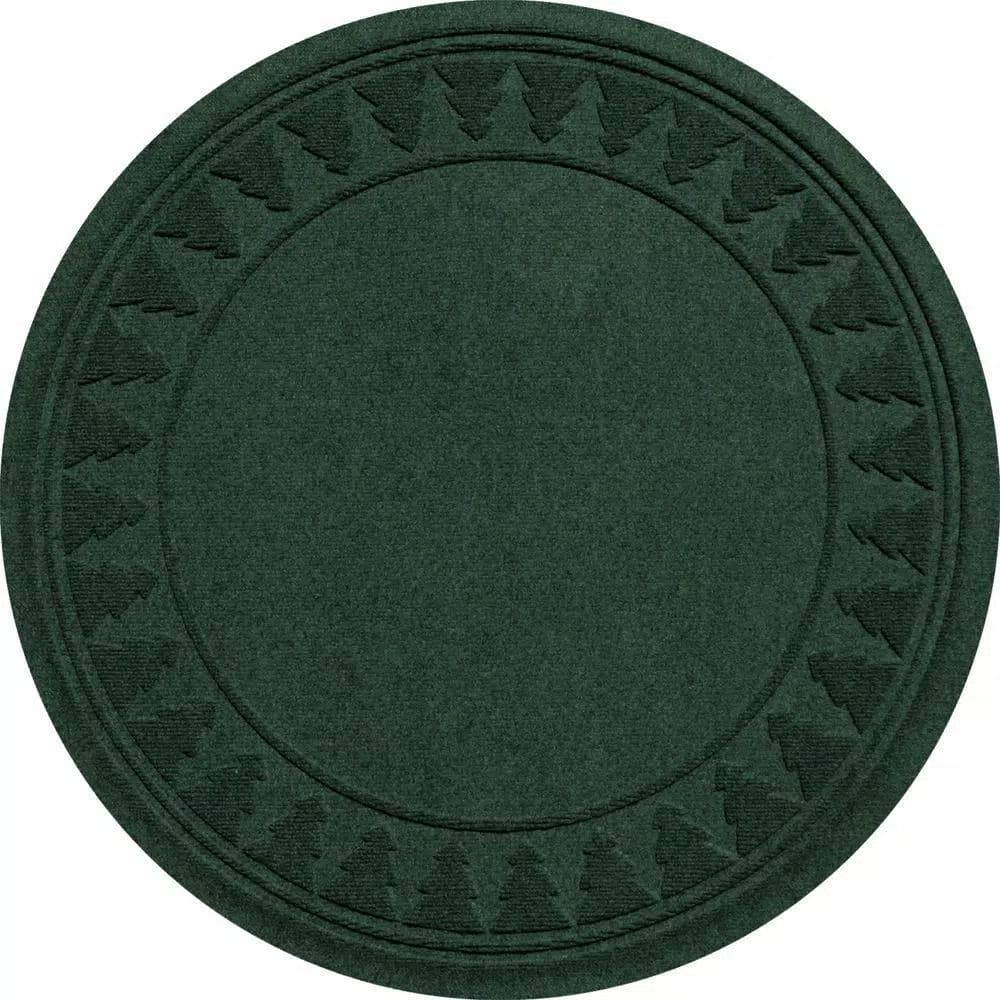 Bungalow Flooring WaterHog Aqua Shield Evergreen 35 in. Round Pine Trees Christmas Tree Mat