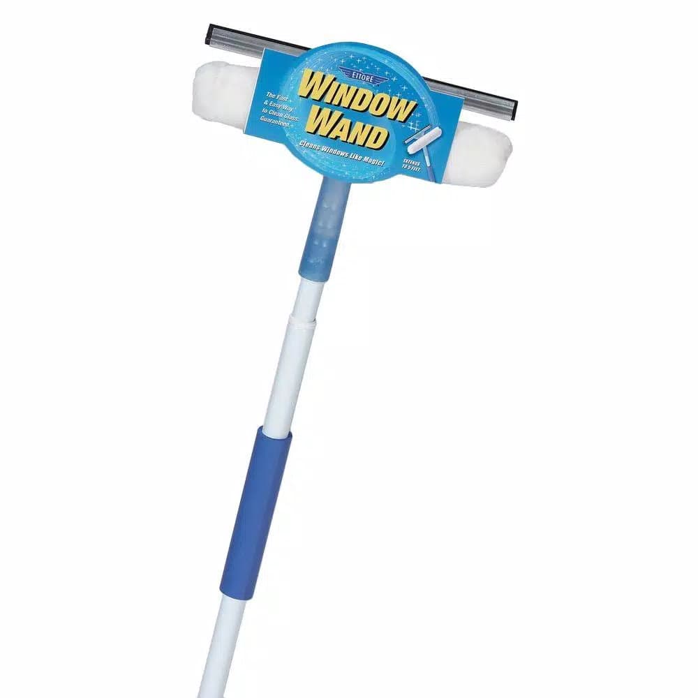 Ettore Squeegee and Scrubber Combo Window Wand with 5 ft. Extension Pole