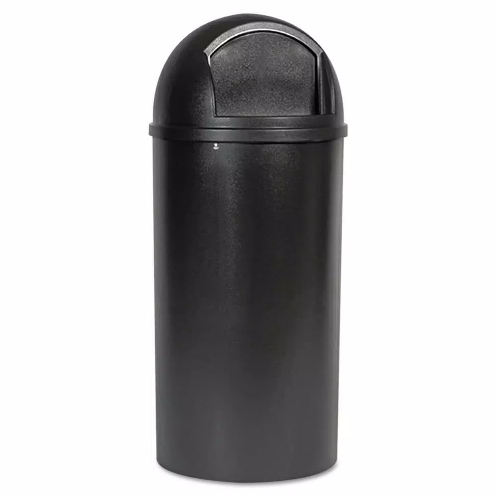 Rubbermaid Commercial Products Marshal 25 Gallon Brown Classic Round Top Trash Can with Push Door
