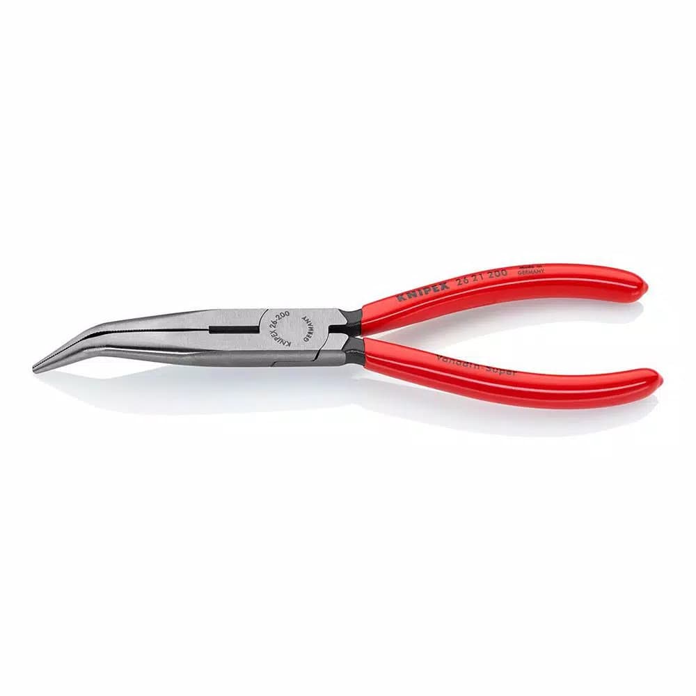 KNIPEX 8 in. Angled Long Nose Pliers with Cutter, 40° Bent Snipe Nose Side Cutting Pliers