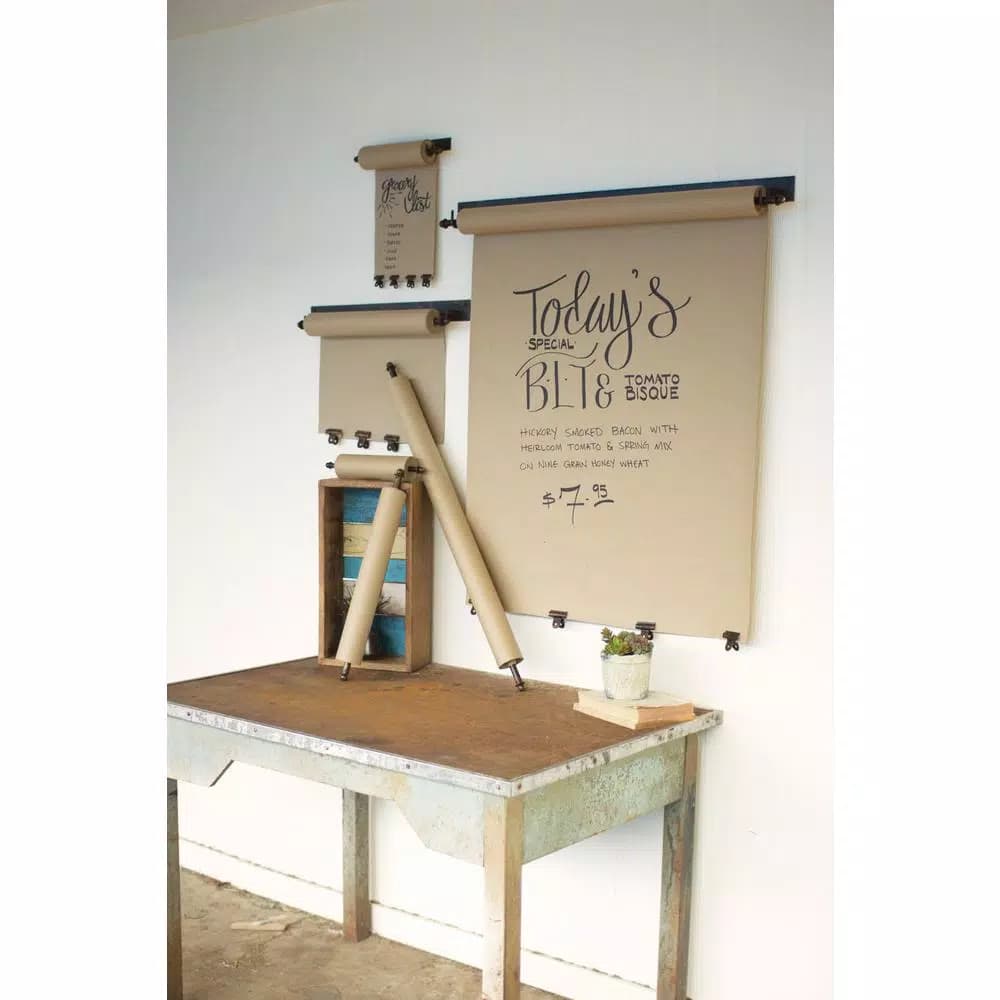 Unbranded 22 in. Farmhouse Note Roll Memo Board with 4 Brass Clips and Metal Frame