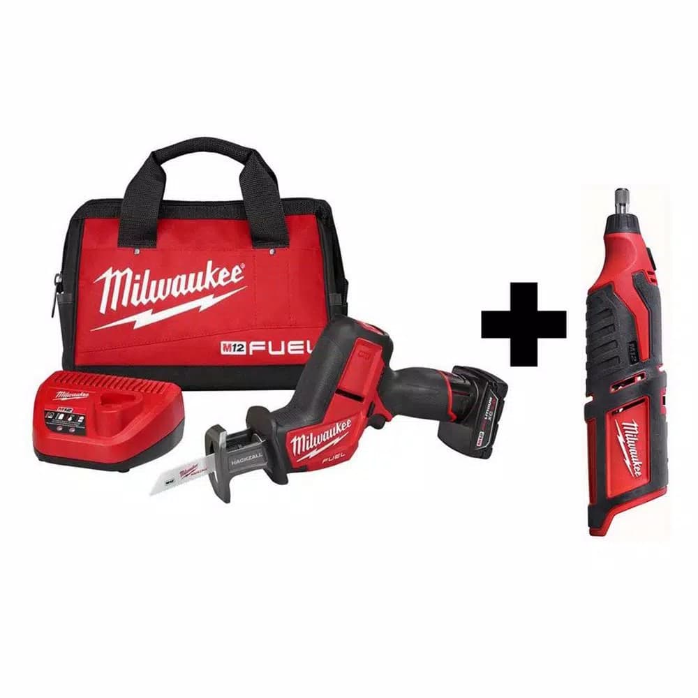 Milwaukee M12 FUEL 12V Brushless HACKZALL Reciprocating Saw Kit with M12 Rotary Tool