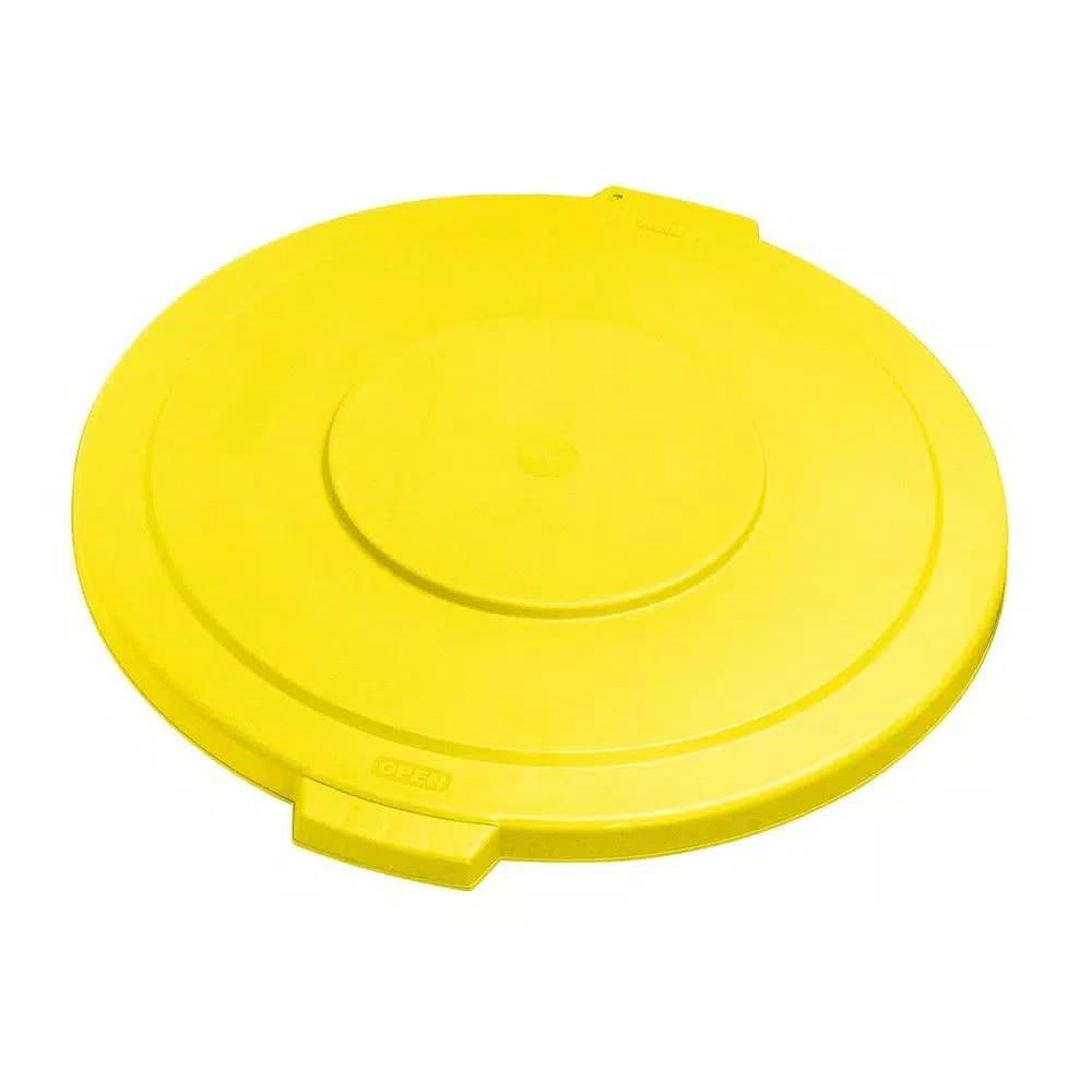 Carlisle Bronco 32 Gal. Round Trash Can Lid, Yellow (4-Pack)