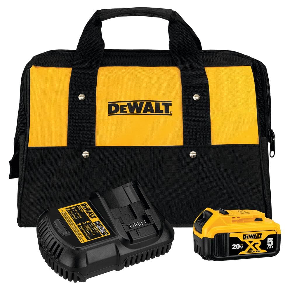 DEWALT 20V MAX XR 5.0Ah Lithium-Ion Battery, Charger, and Kit Bag Set