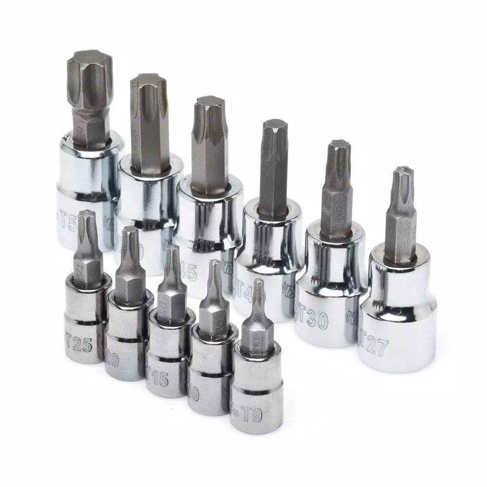 Husky 11-Piece Torx Bit Socket Set, 1/4 in. and 3/8 in. Drive