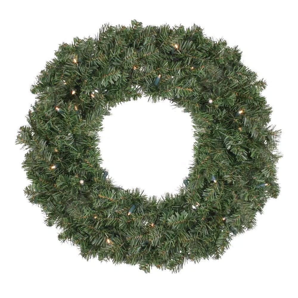 Northlight 30 in. Pre-Lit LED Canadian Pine Artificial Christmas Wreath - Battery Operated Warm White Lights