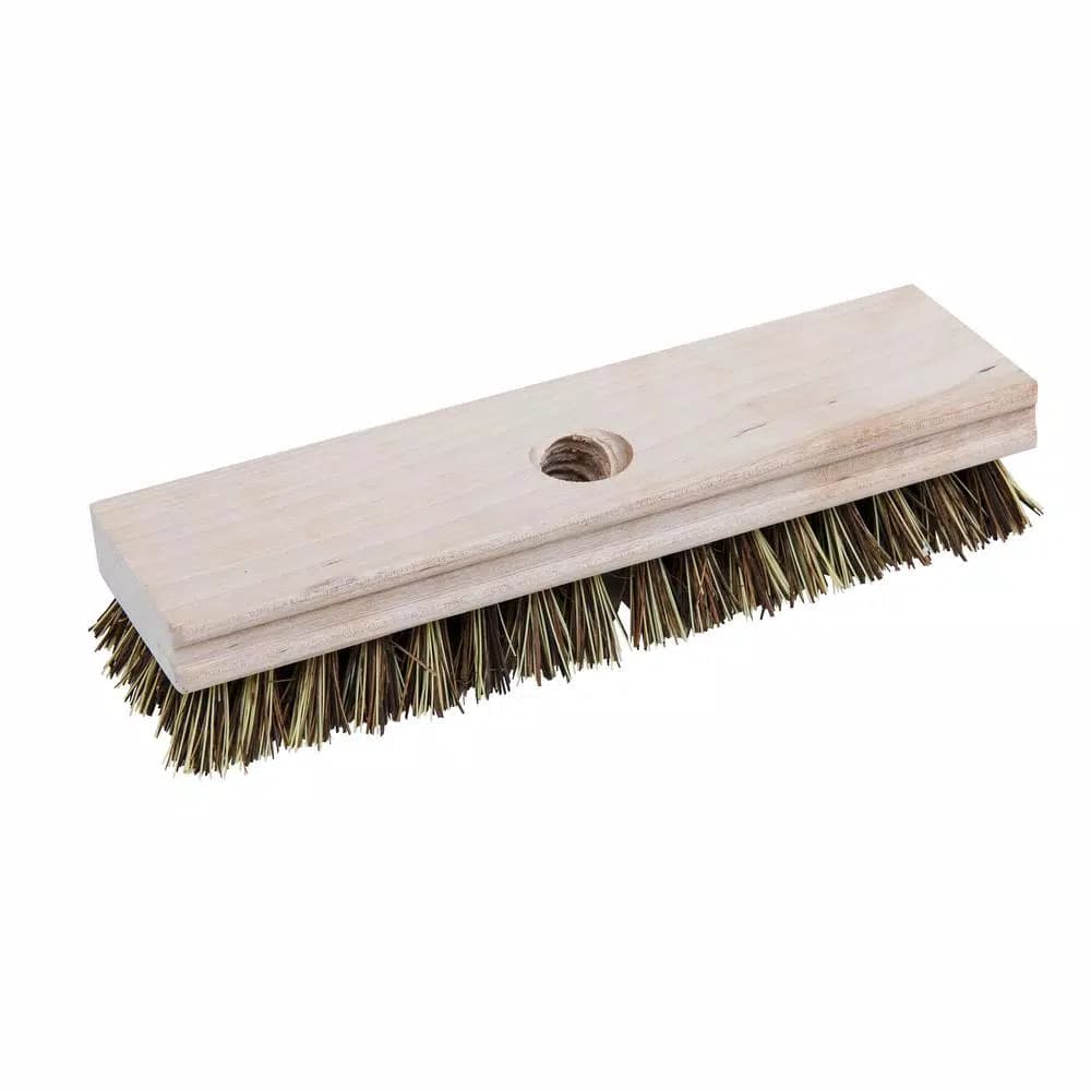Quickie Professional Wood Block Deck Scrub Brush with Hard Poly Bristles
