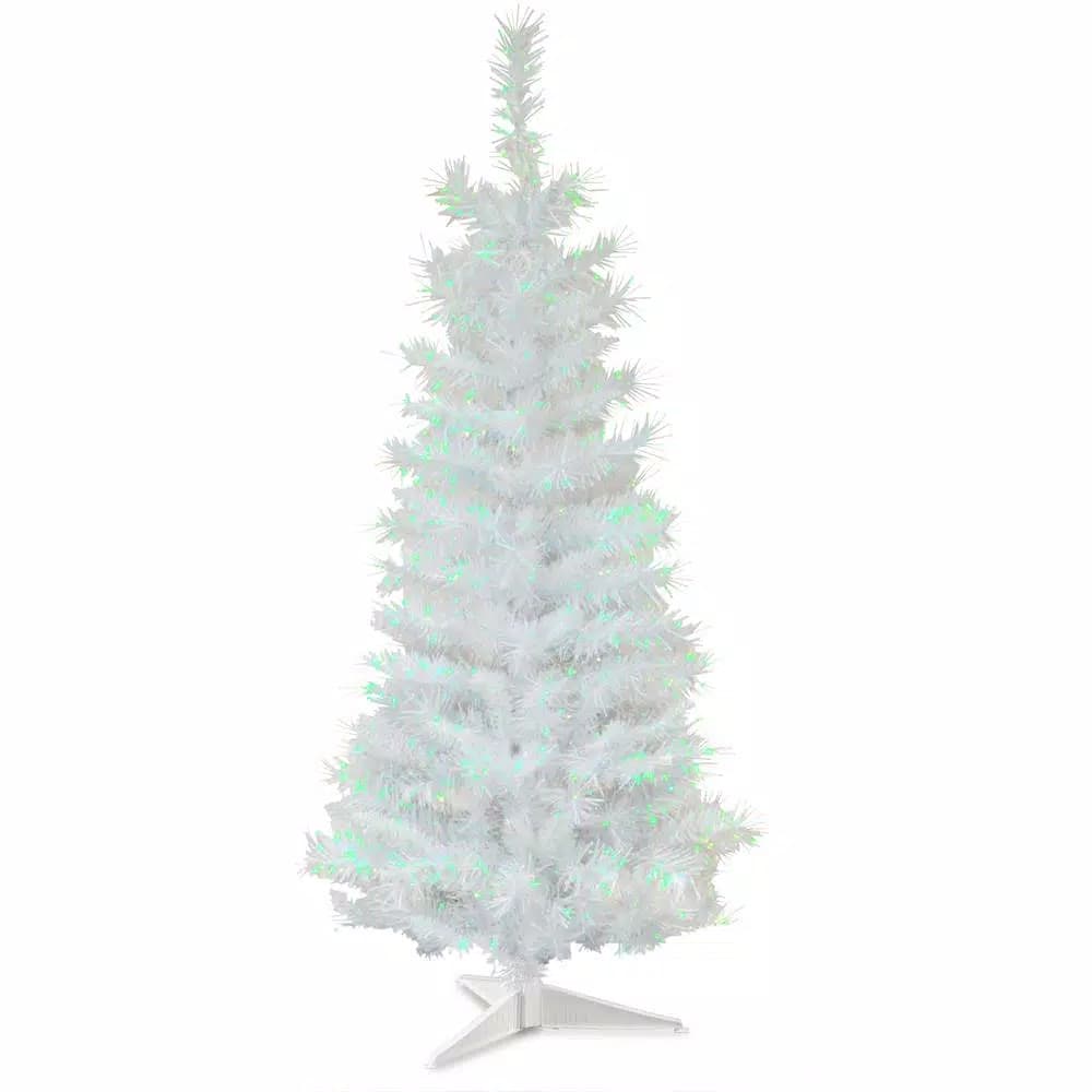 National Tree Company 3 ft. White Iridescent Tinsel Artificial Christmas Tree with Stand