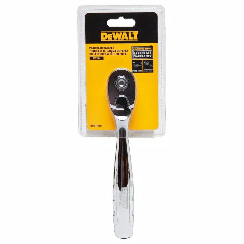 DEWALT 3/8 in. Drive Pear Head Ratchet, 72-Tooth Chrome Vanadium Steel