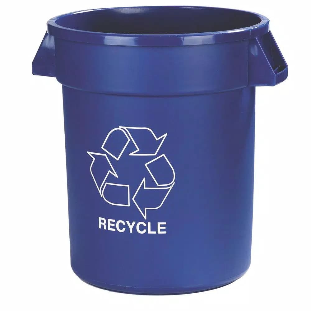 Carlisle Bronco 32 Gallon Blue Recycle Trash Can, Heavy Duty HDPE, 4-Pack