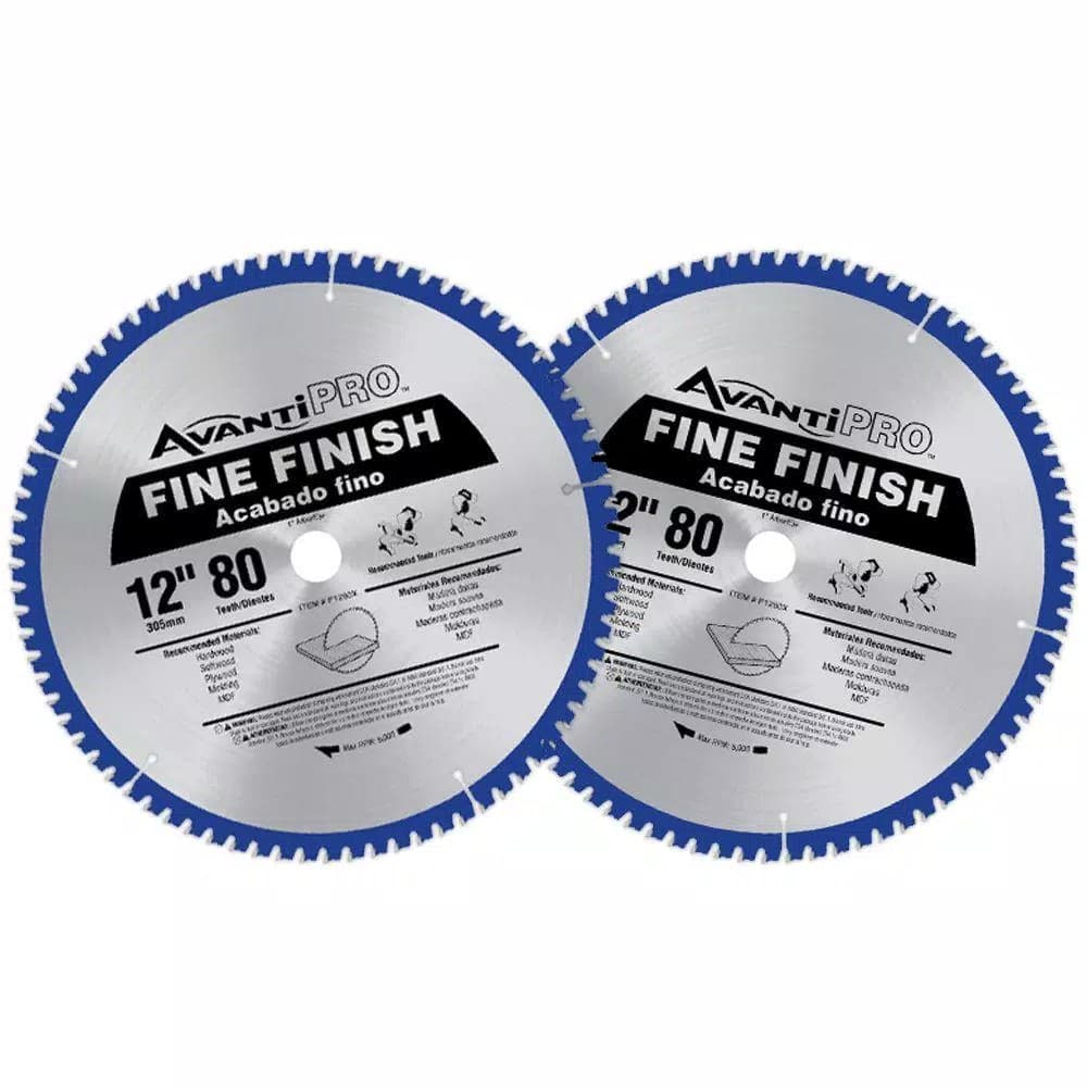 Avanti Pro AvantiPRO 12 in. x 80-Teeth Fine Finish Carbide Circular Saw Blade (2-Pack)